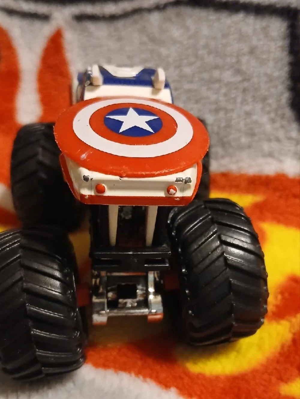 Captain America Marvel Hot Wheels Monster Truck Toy - Red, White & Blue